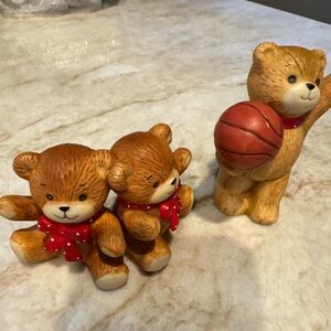 Enesco Adorable Teddy Bear figurine  Set with Red Accents